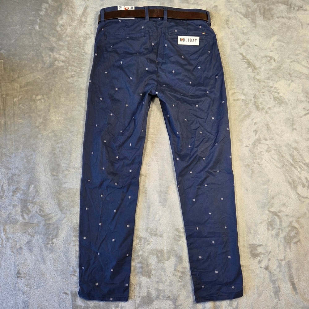 Denim & Flower Ricky Singh Slim Fit Pants Mens 30 Snowflake Print Career Holiday - Picture 8 of 8